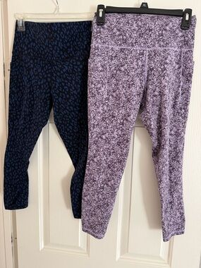 Athleta Lavender Marble-Print High-Rise Leggings